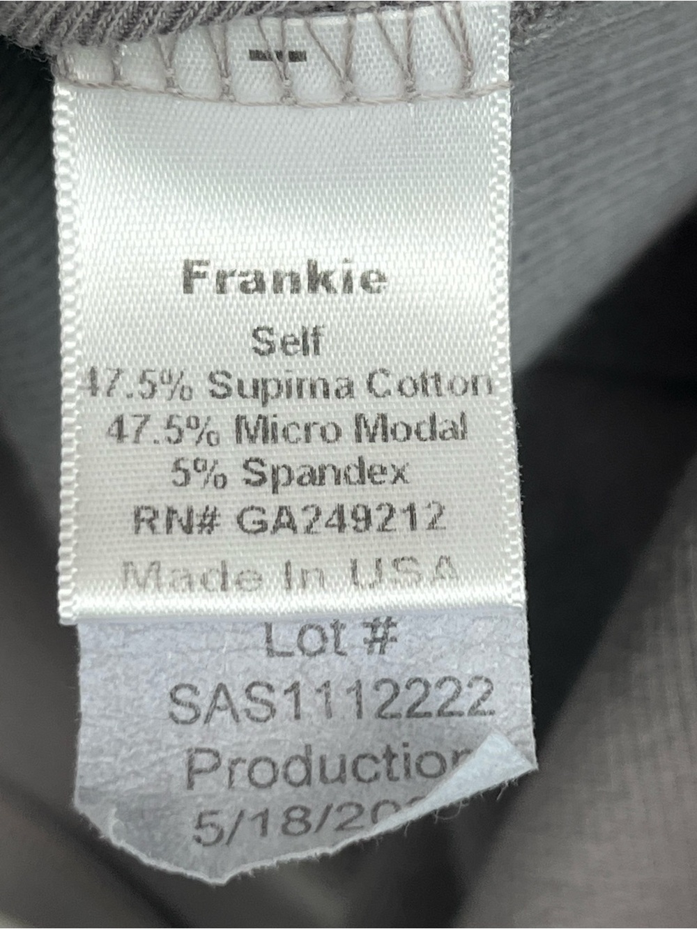 PJ Harlow Frankie gray Supima cotton modal blend pajama lounge top, medium. - Picture 5 of 7